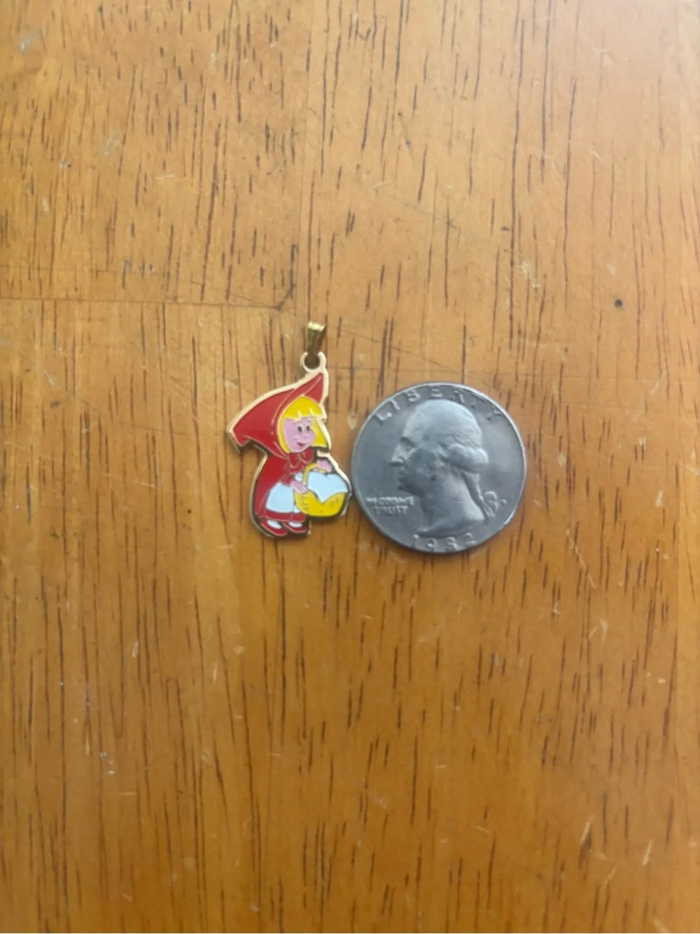 Vintage Little Red Riding Hood & Big Bad Wolf Enamel Charms F.R.A.